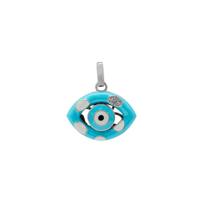 Evil Eye Pendant with Blue and White Enamel