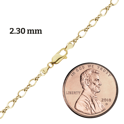 Halskette in Form einer Acht, 14 Karat Gelbgold