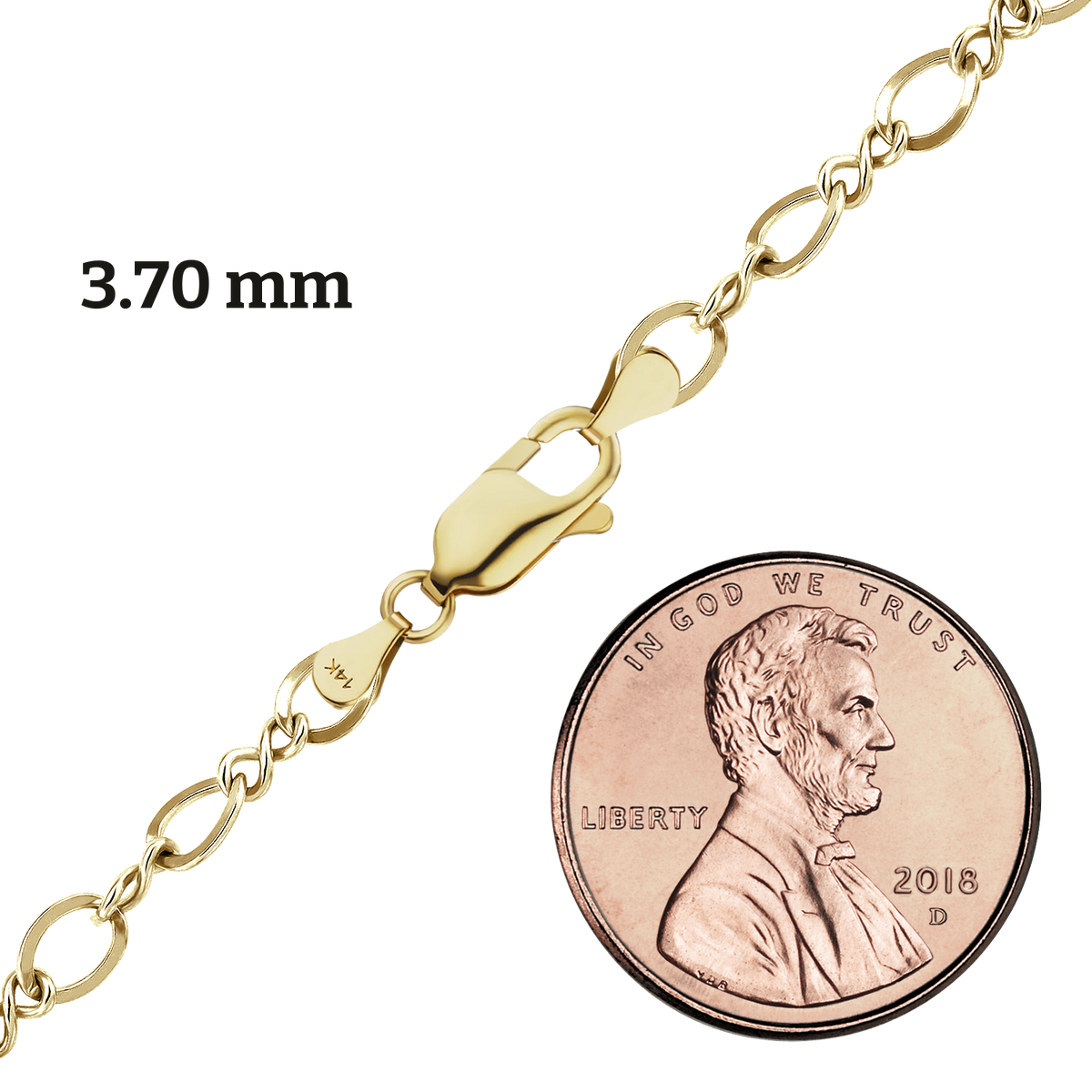 Halskette in Form einer Acht, 14 Karat Gelbgold