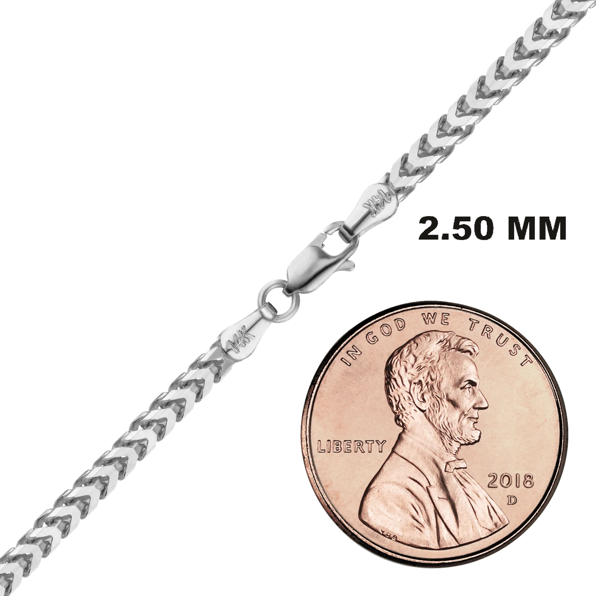 Franco Foxtail Bracelet in 14K White Gold