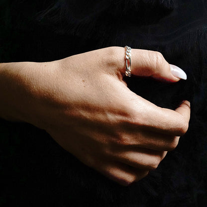 Classic Figaro Chain Ring, Sterling Silver