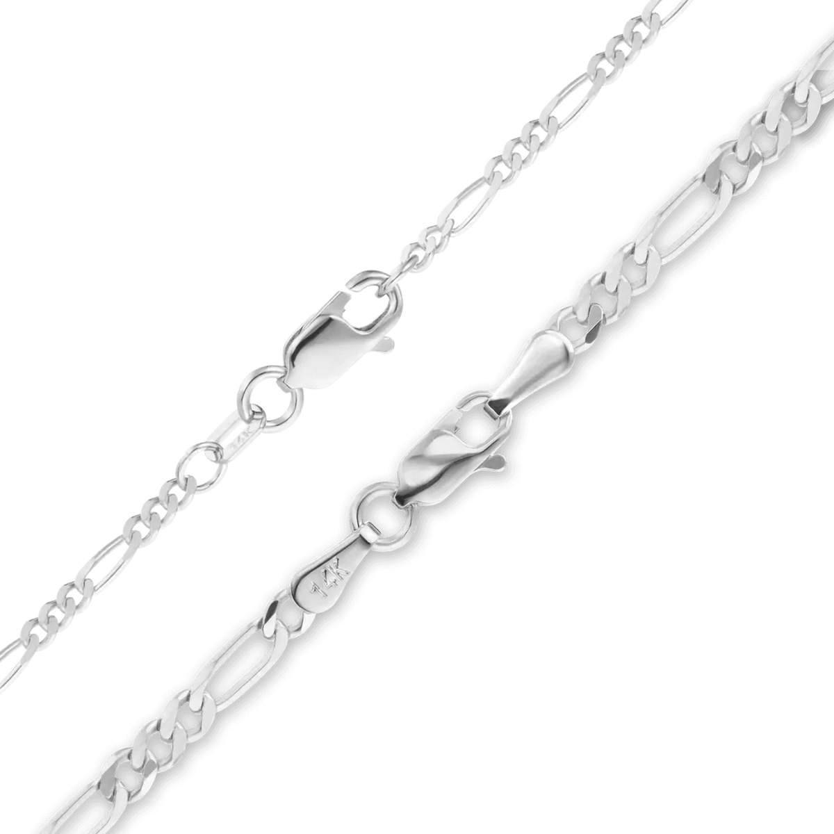 Classic Figaro Bracelet in 14K White Gold
