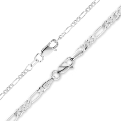 Classic Figaro Bracelet in 14K White Gold