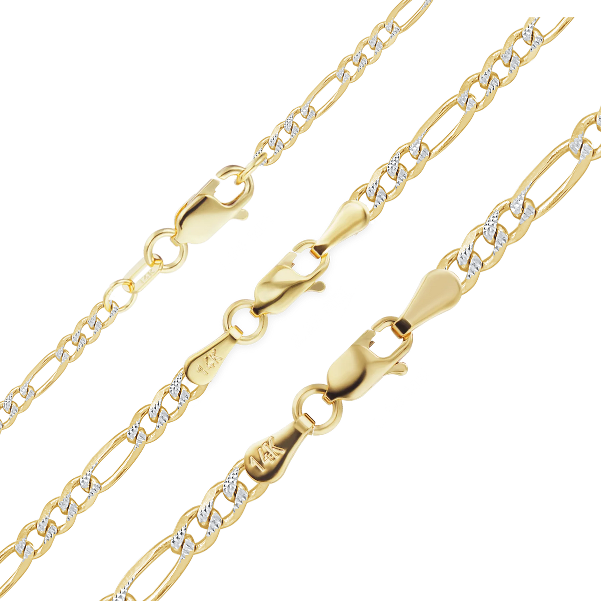 Classic Figaro Bracelet in 14K Two Tone Gold