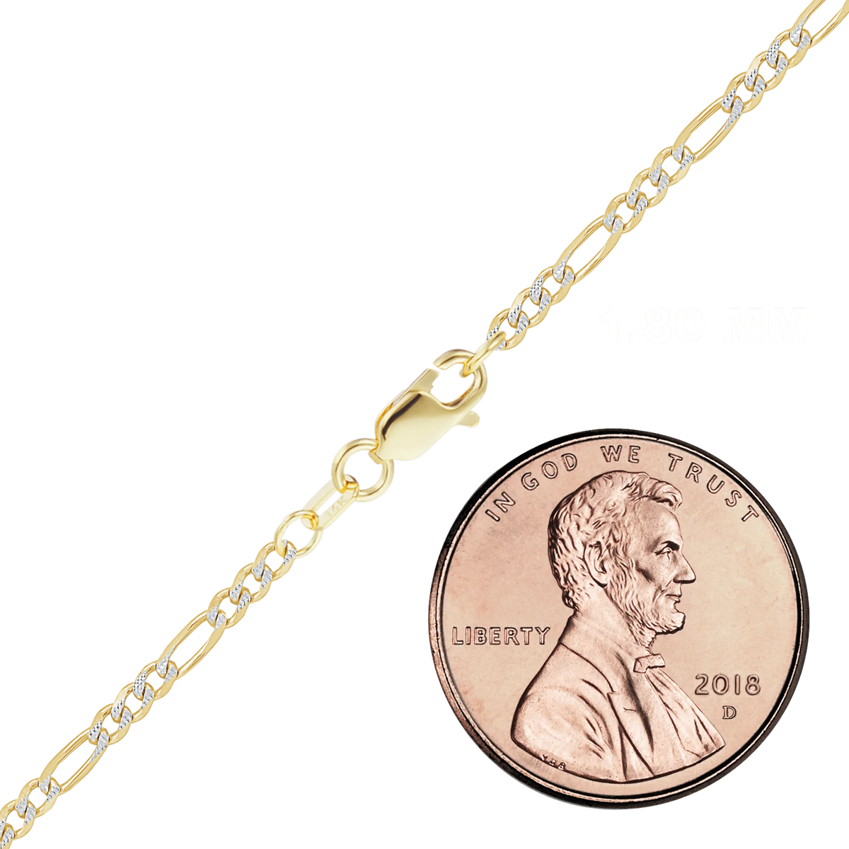 Classic Figaro Bracelet in 14K Two Tone Gold
