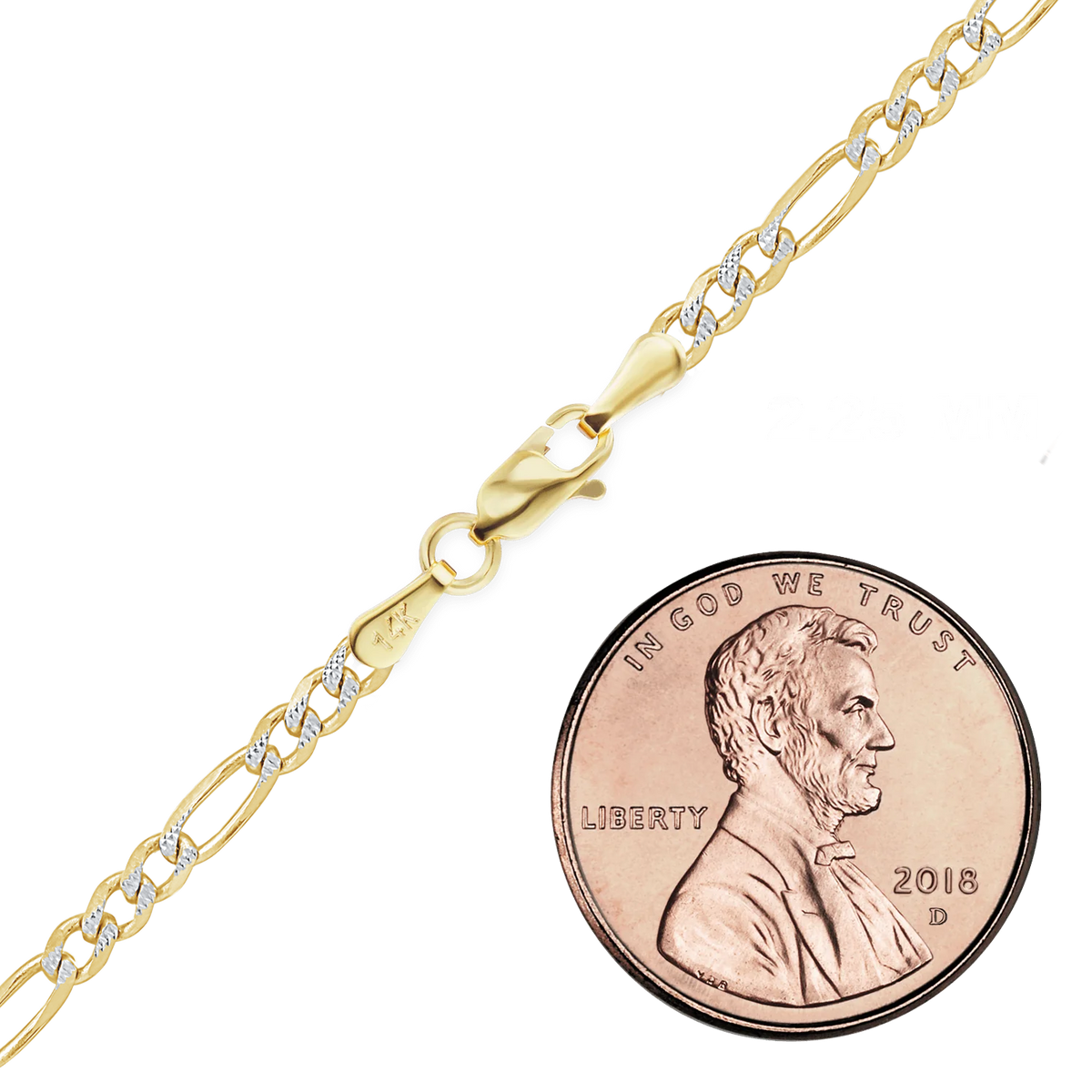Classic Figaro Bracelet in 14K Two Tone Gold