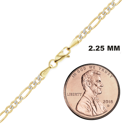 Classic Figaro Necklace 14K Two Tone Gold