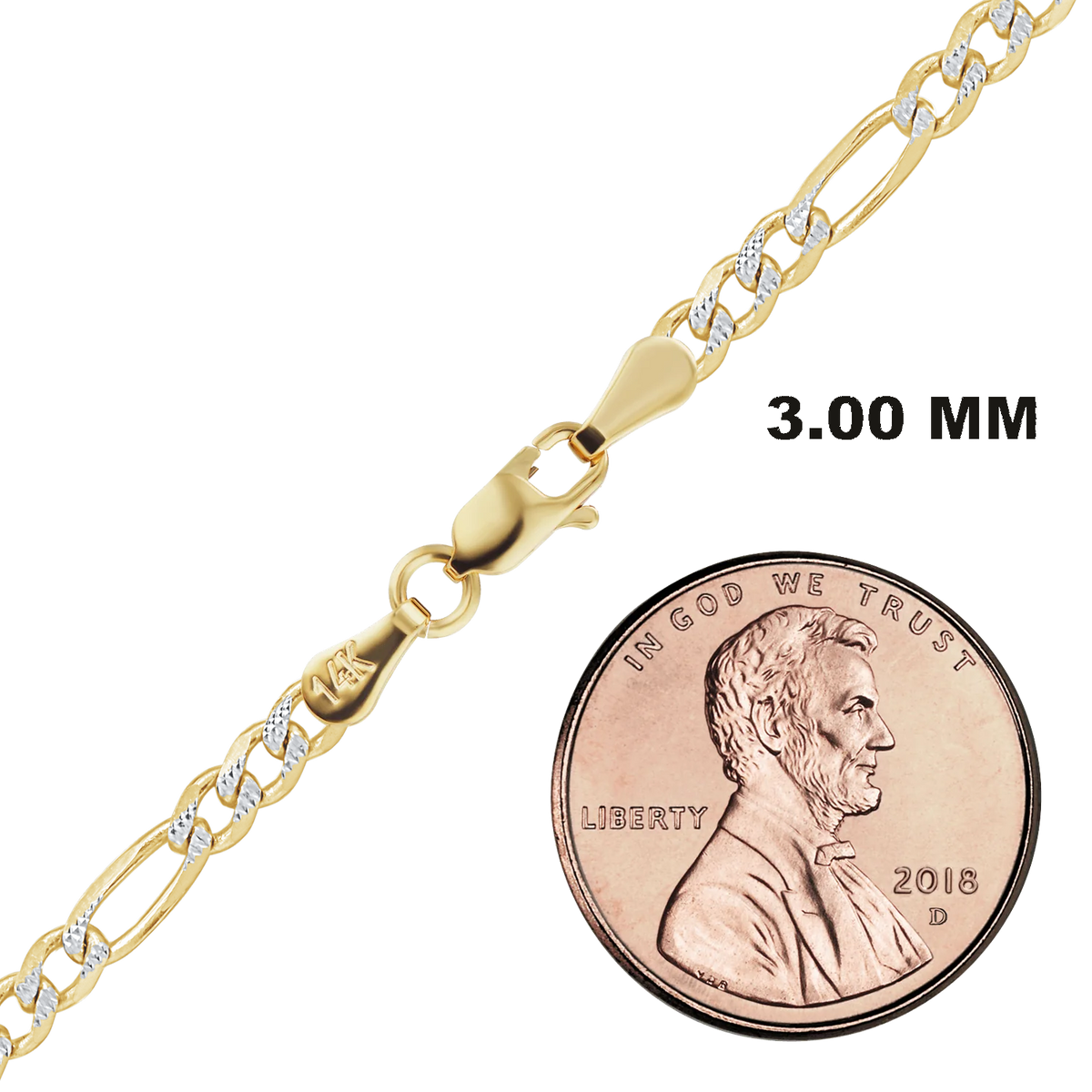 Classic Figaro Necklace 14K Two Tone Gold