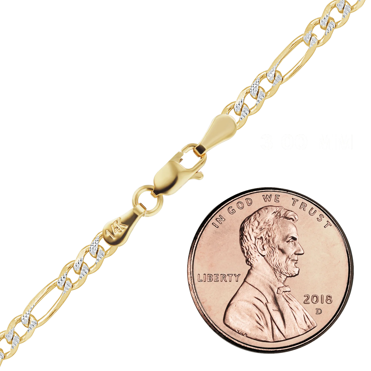 Classic Figaro Bracelet in 14K Two Tone Gold