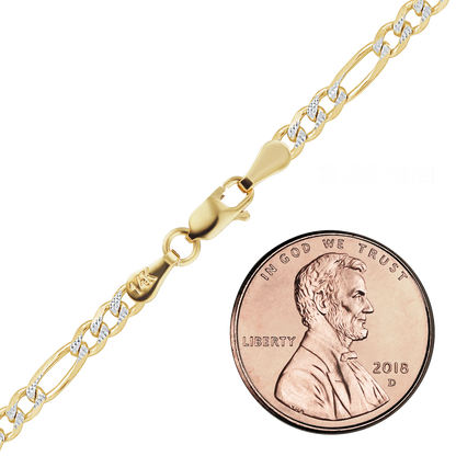 Classic Figaro Bracelet in 14K Two Tone Gold