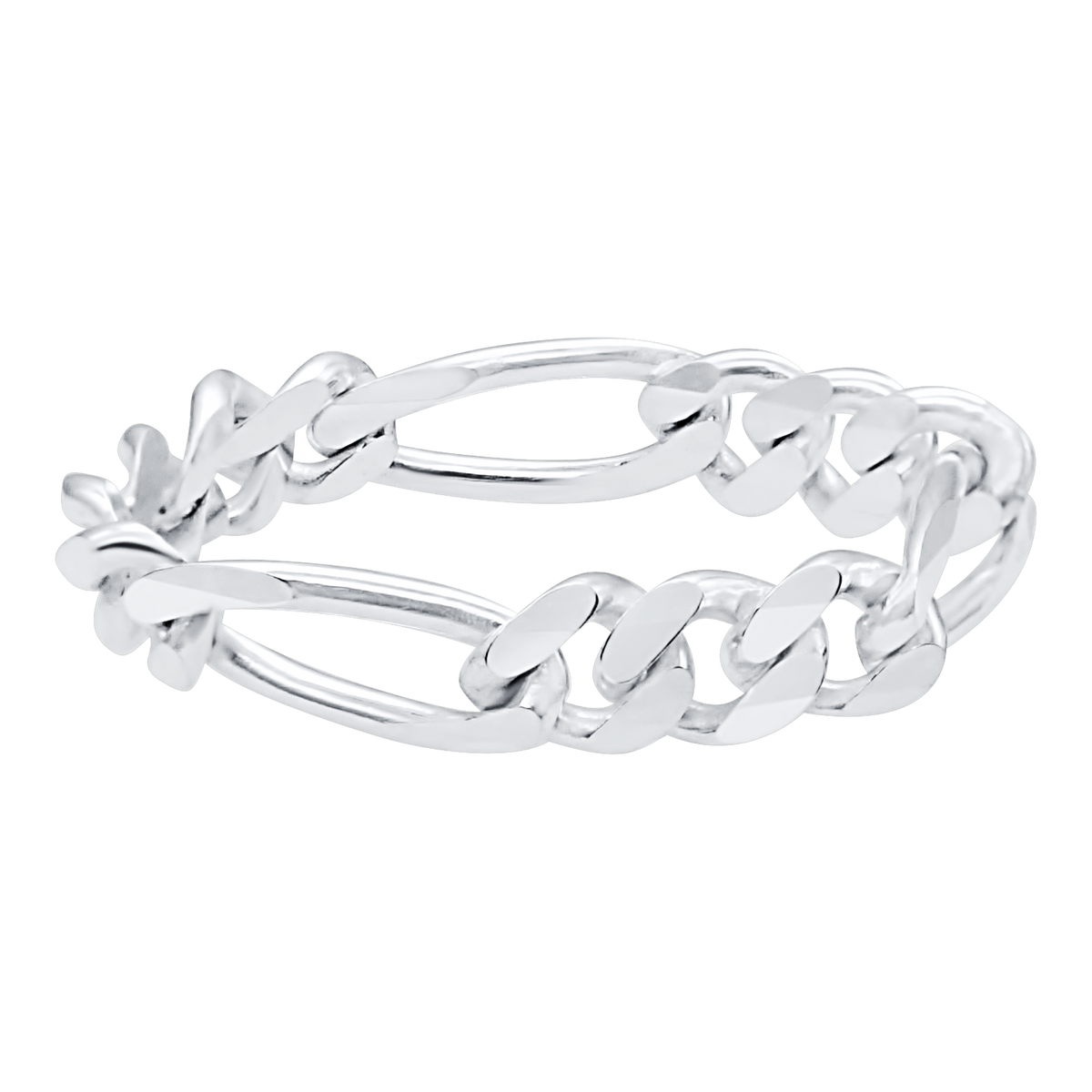 Classic Figaro Chain Ring, Sterling Silver