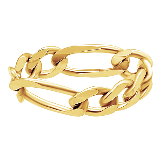 Classic Figaro Chain Ring in 14K yellow gold