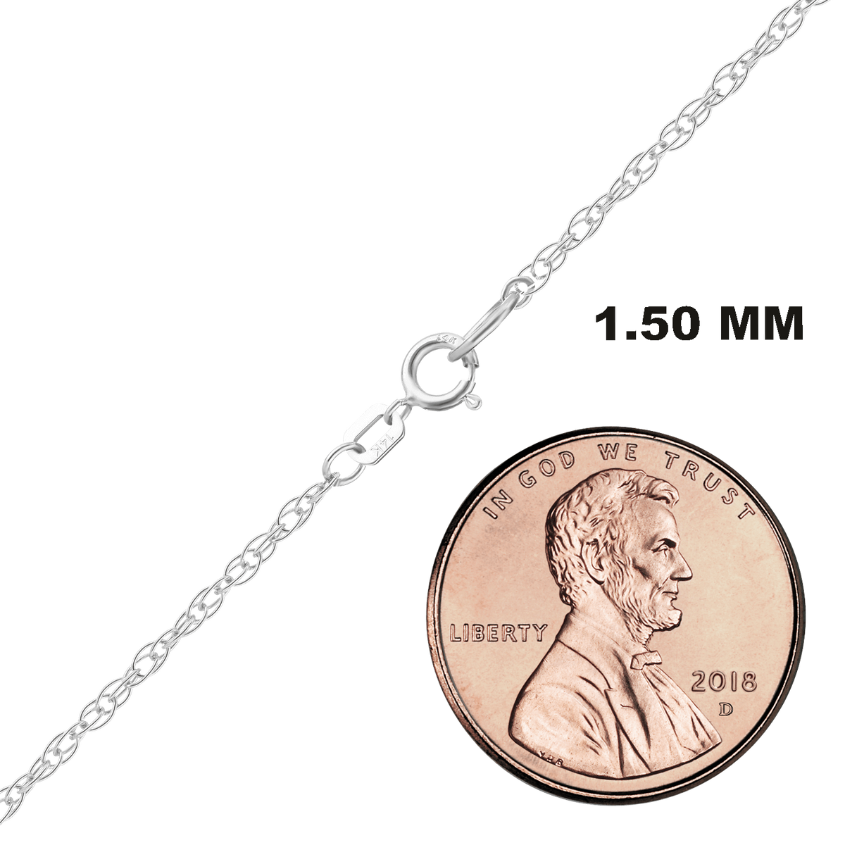 Classic Machine Rope Necklace 14K White Gold