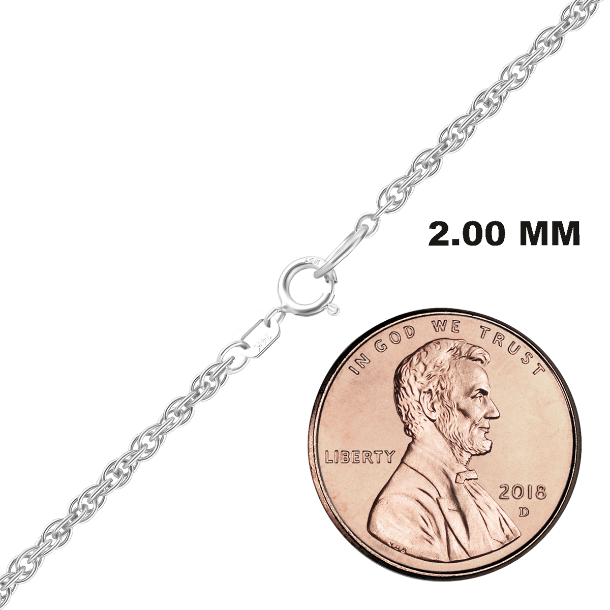 Classic Machine Rope Necklace 14K White Gold