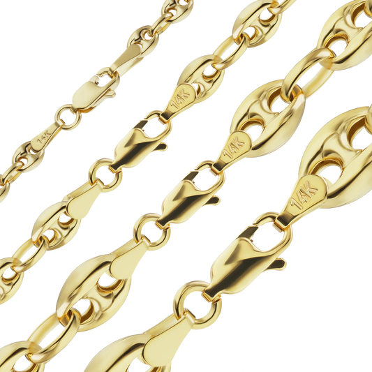Classic Puffed Mariner Link Semi-Solid Bracelet in 14K yellow gold