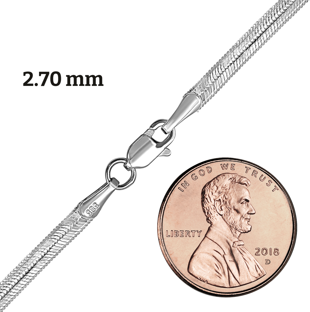 Flexible Herringbone Necklace (Rhodium Plated)