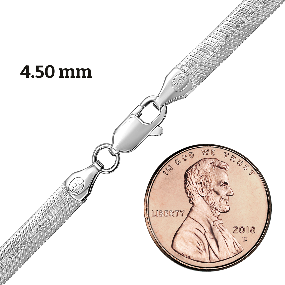 Flexible Herringbone Necklace (Rhodium Plated)