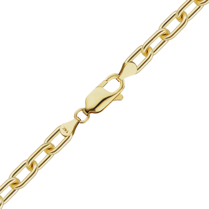 Elongated Semi-Solid Cable Anklet in 14K yellow gold
