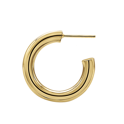 Round Tube Hoop Earrings with Post in 14K Gold