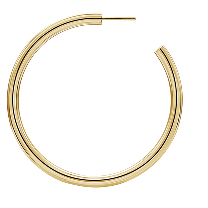 Round Tube Hoop Earrings with Post in 14K Gold