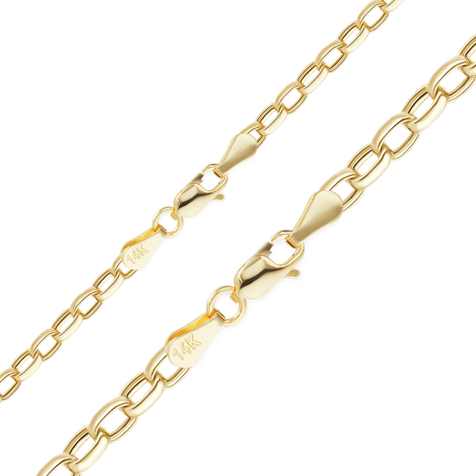 Semi-Solid Oval Rolo Bracelet in 14K yellow gold