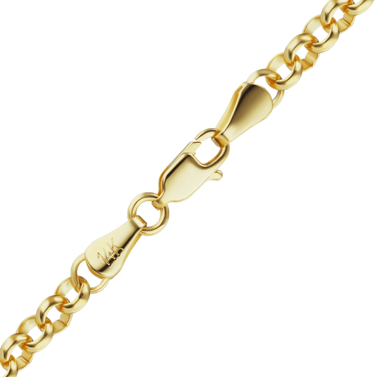 Semi-Solid Round Rolo Bracelet in 14K yellow gold