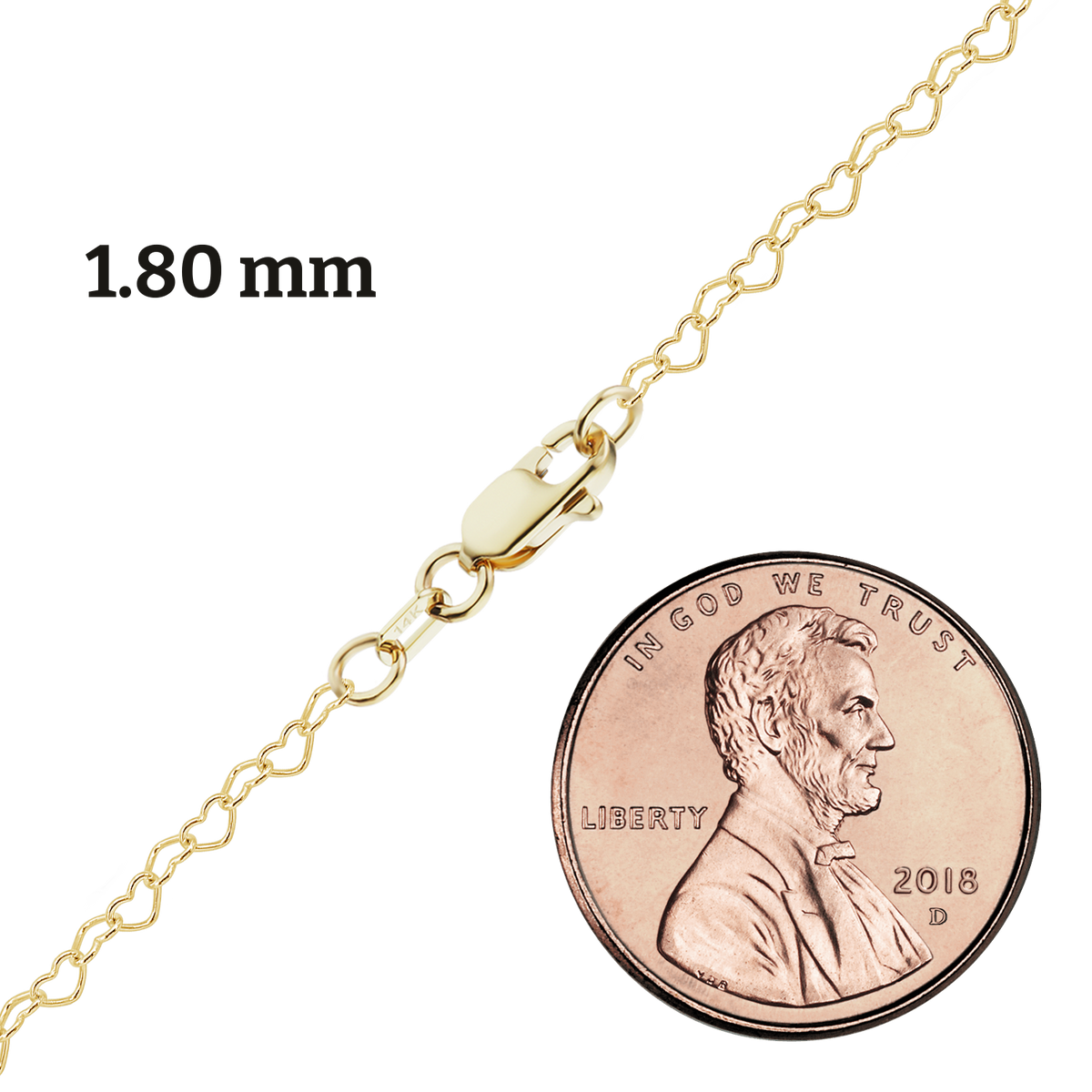 Klassische Herzkette aus 14-karätigem Gelbgold