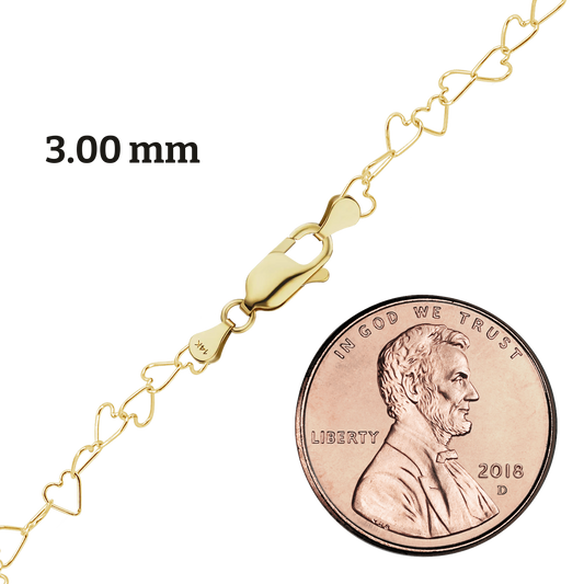 Tall Heart Bracelet in 14K yellow gold