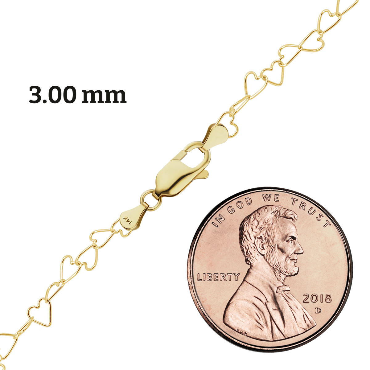 Tall Heart Necklace in 14K yellow gold