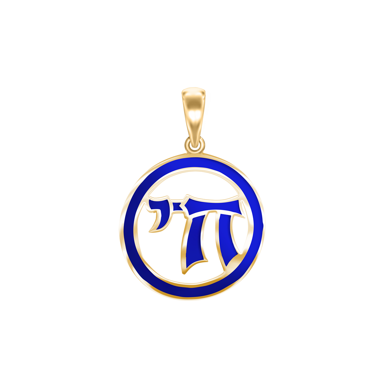 Chai Pendant with Blue Enamel