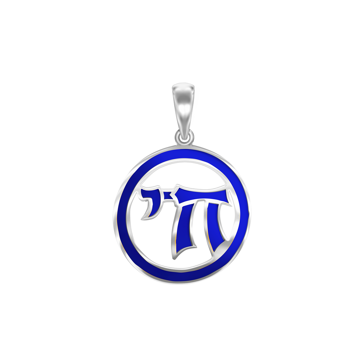Chai Pendant with Blue Enamel