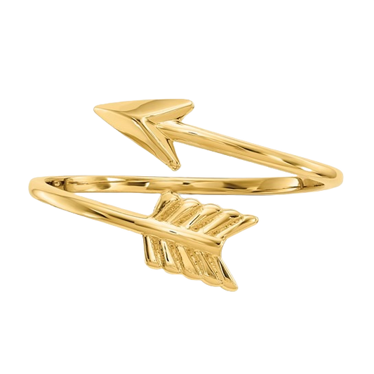 Adjustable Polished Arrow Ring in 14K yellow gold