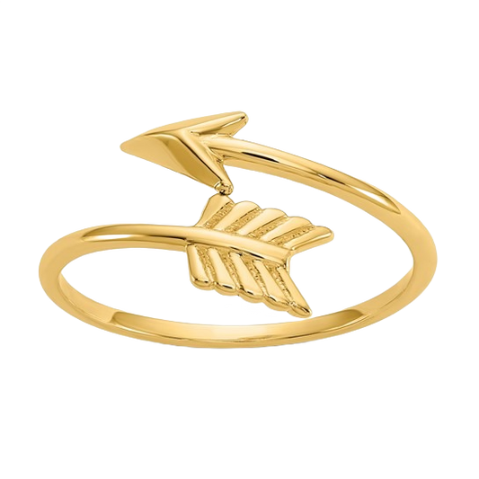 Adjustable Polished Arrow Ring in 14K yellow gold