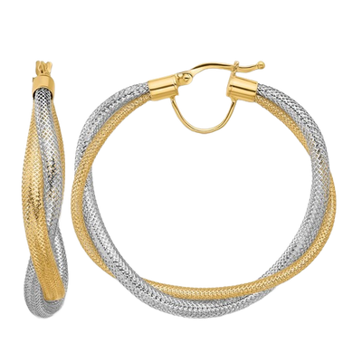 Mesh Hoop Earrings in 14K yellow gold