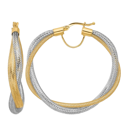 Mesh Hoop Earrings in 14K yellow gold