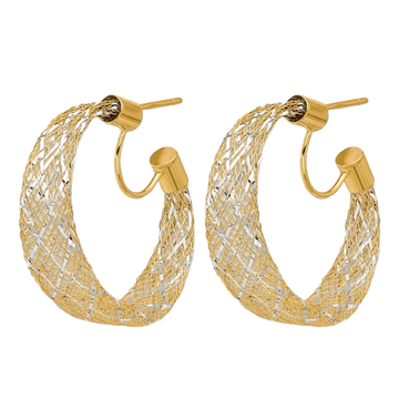 Mesh Stretch Hoop Earrings, 14K Two-Tone Gold