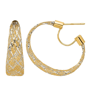 14-karätige gelb- und weißgoldene Mesh-Stretch-Ohrstecker