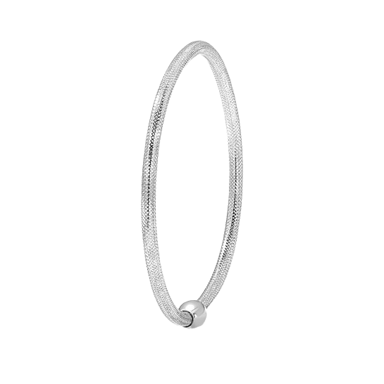 14K Woven Mesh Slip-On Bracelet - 3mm in 14K White Gold