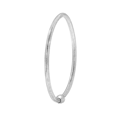 14K Woven Mesh Slip-On Bracelet - 3mm in 14K White Gold
