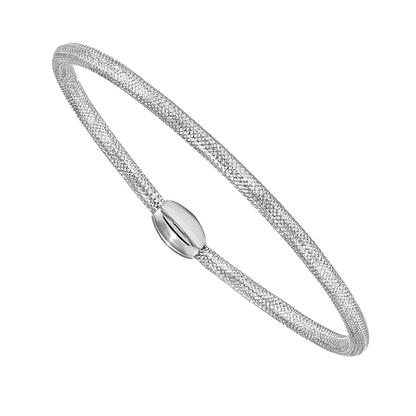 14K Woven Mesh Slip-On Bracelet - 3mm in 14K White Gold