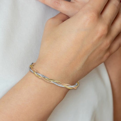 Tri‑Tone Mesh Bracelet in 14K yellow gold