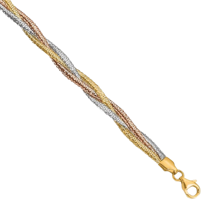 Tri‑Tone Mesh Bracelet in 14K yellow gold