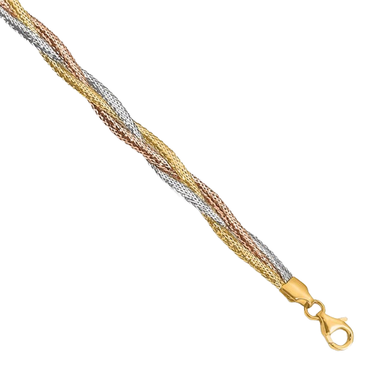 Tri‑Tone Mesh Bracelet in 14K yellow gold