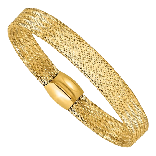 Mesh Slip-On Bracelet, 9mm in 14K yellow gold
