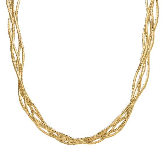 Mesh 4-Strand Wave Necklace in 14K yellow gold