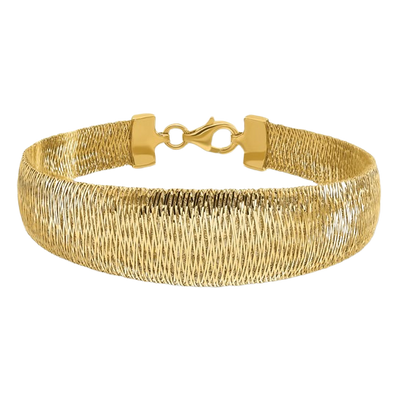 Polished Woven Graduated Dome Bracelet in 14K yellow gold