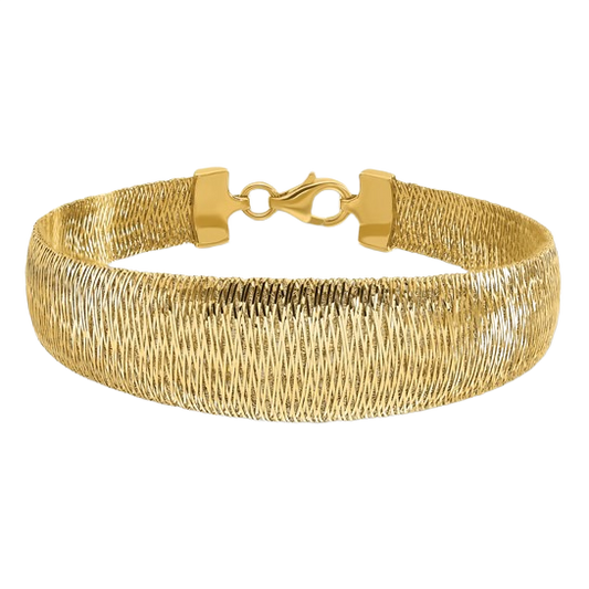 Polished Woven Graduated Dome Bracelet in 14K yellow gold