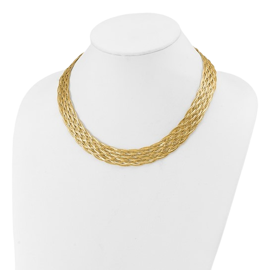 Braided Mesh Necklace in 14K yellow gold