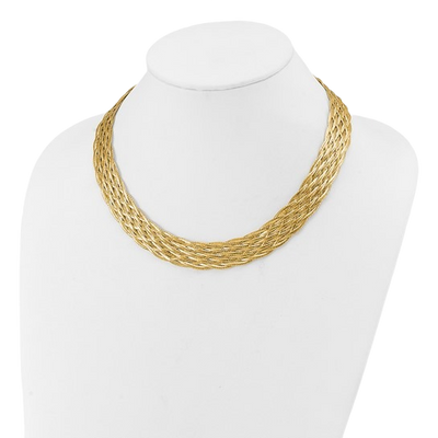 Braided Mesh Necklace in 14K yellow gold