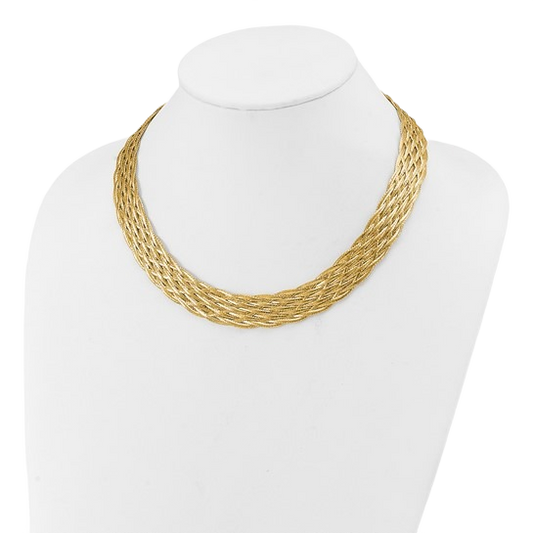 Braided Mesh Necklace in 14K yellow gold